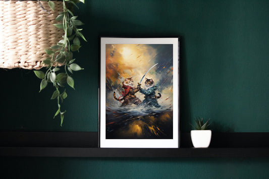 2 Cats in a Swordfight Artwork Digital Download