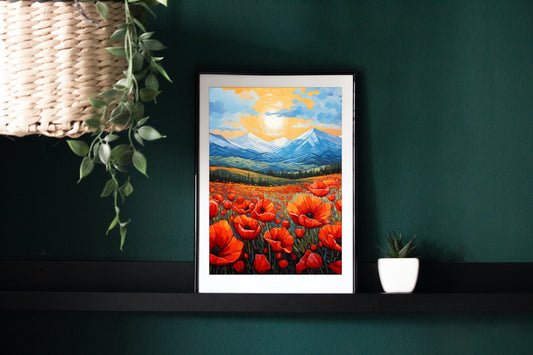 Poppies in a Field Artwork Digital Download