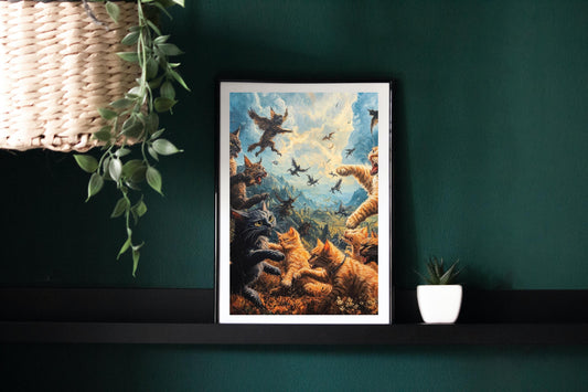 2 Cat Clans Locked in Battle Digital Artwork