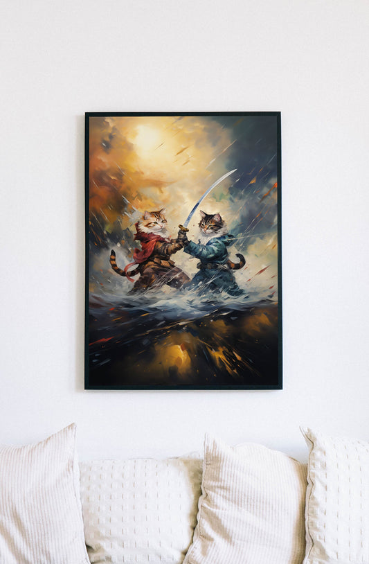 2 Cats in a Swordfight Artwork Digital Download