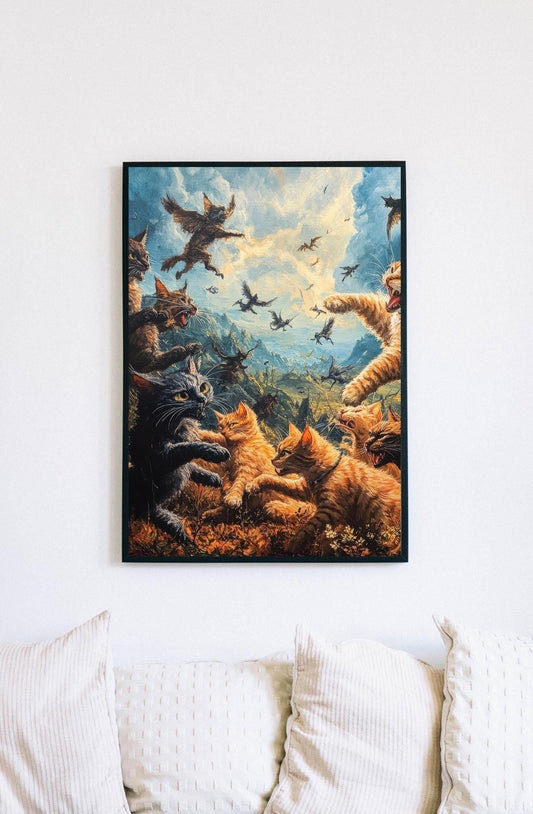 2 Cat Clans Locked in Battle Digital Artwork